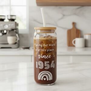 Born in 1954 Birthday Gift Set Fun Facts Coffee Glass Mug Funny Socks